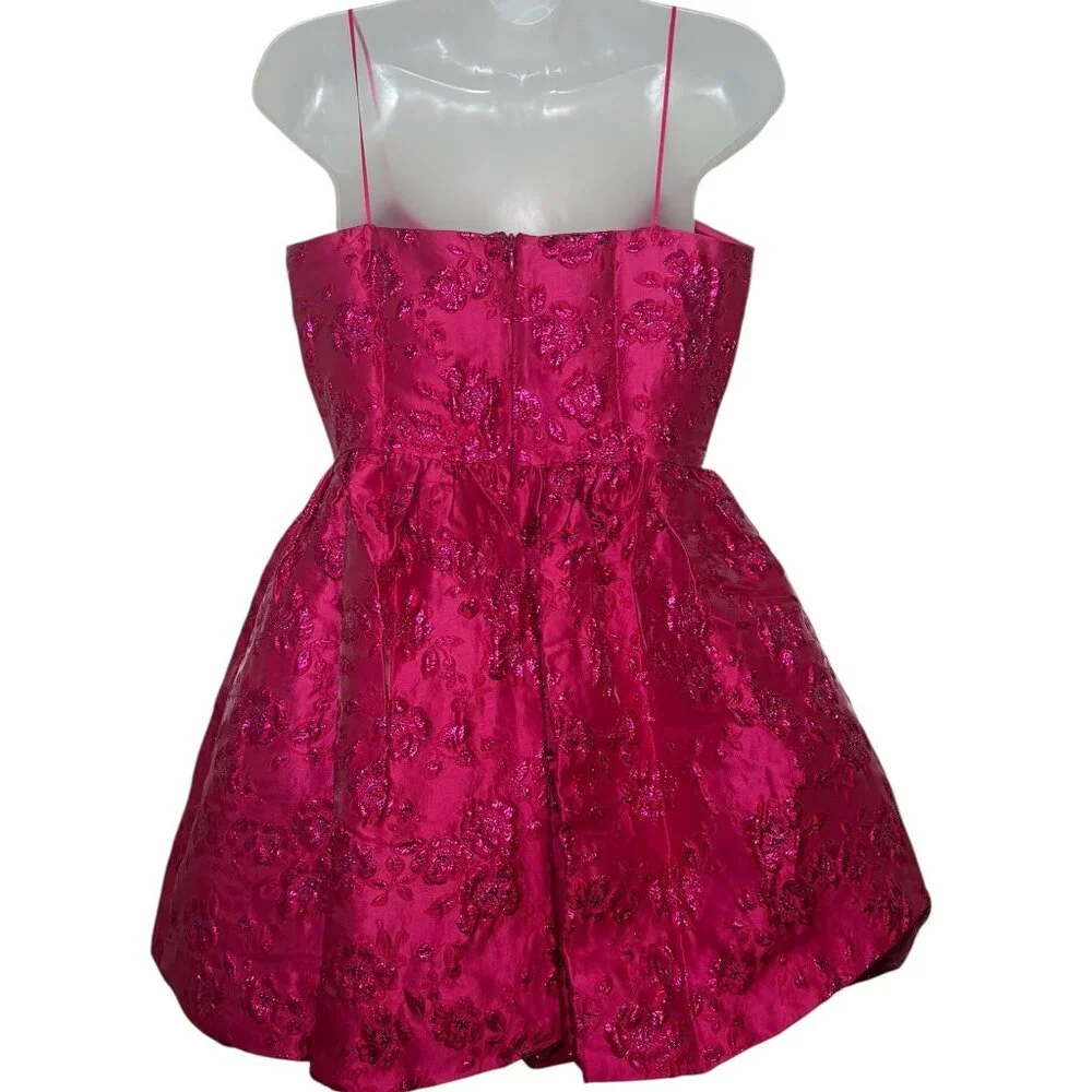 Amanda Uprichard Addison Pink Brocade Strapless Bubble Hem Dress M NWT - Picture 3 of 6